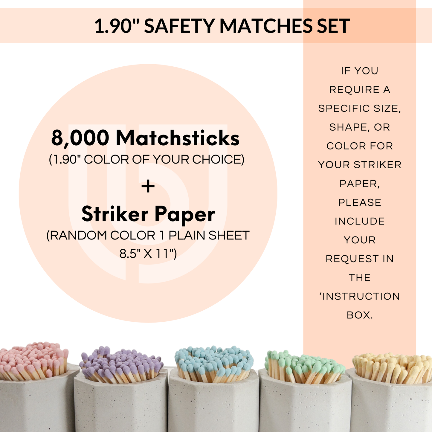 White Faux Cedar 1.90" - Safety Matches